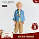 Teenie Weenie Kids 26 years new baby boy sun protection cool lyocell denim shirt blue floral gray 90 cm