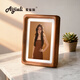 Aijiali solid wood high-end photo frame with mortise and tenon structure, retro style, dual-purpose for table and wall hanging, photo frame can be placed horizontally or vertically, walnut color (photos can be printed for free), 7 inches, inner frame 13*18cm