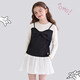 Disney (Disney) Girls T-shirt Long Sleeve Spring Clothing 2026 New Style Children's Bottoming Shirt Fake Two-Piece Autumn Black 140 cm