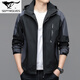 Septwolves 2026 Spring and Autumn New Hooded Jacket Men's High-End Casual Sports Couple Jacket Trendy Brand Jacket Men Black L