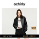 OCHIRLY Special Discount Detachable Fur Collar Jacket Leather Jacket Women's Matte High-Quality 25 Winter Black M