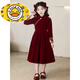 HAL.DUCK Girls Red New Chinese Dress New Year's Clothes Autumn and Winter Children's Girls Birthday Princess Dress Suits Performance Costumes 120 Sizes (About 4-6 Years Old and Height Around 113cm) One-size-fits-all Vest and Velvet Skirt Suit