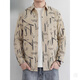 Playboy (PLAYBOY) men's letter printed cotton long-sleeved shirt spring and autumn lapel shirt jacket design top beige L suitable for 120-135Jin Jin equals 0.5 kg