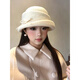 Shijanu retro French bow hat wig women's autumn and winter Hepburn style fisherman hat black brown water ripple milk white bow hat