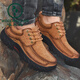 Holzspecker Herrenschuhe Outdoor Casual Big Head Lederschuhe Herren echte Leder wasserdichte dicke Arbeitsschuhe Nicht-Rutsch-Vaters Schuhe 9828 Brown [Schnürung] 40