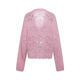 Two or three things are nostalgic for inertia 2026 spring new style sweet lace stitching hollow mohair strap knitted cardigan for women light pink-y S