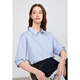 Betu women's 2026 spring and summer new trendy high-end shirt bat-style six-quarter sleeve lazy top 2602T33 blue L