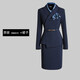 High-end professional suit suit, feminine fashion, case customer service, beauty salon work clothes, hotel front desk work clothes, navy suit + skirt, light blue silk scarf, L recommended 108-117 Jin Jin equals 0.5 kg