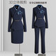 High-end professional suit suit, feminine fashion, case customer service, beauty salon work clothes, hotel front desk work clothes, navy suit + skirt, light blue silk scarf, L recommended 108-117 Jin Jin equals 0.5 kg