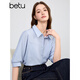 Betu women's 2026 spring and summer new trendy high-end shirt bat-style six-quarter sleeve lazy top 2602T33 blue L