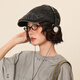 IIING Cap Controlled Washed Denim Beret Women's Distressed Versatile Big Head Circumference Showing Face Small Retro Progressive Hat Men's Washed Charcoal Black M One Size (53-59c) Head Circumference Not Adjustable
