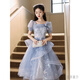 Wenlai Mansha dress, high-end light luxury niche evening dress, high-end adult ceremony dress, host can usually wear art exam dress, blue mid-length M