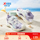 Xtep Children's Beach Shoes Summer Girls, Middle and Large Children Knob Buckle Easy to Put on and Take Off Comfortable, Breathable, Fashionable and Versatile Sandals Snow Blue Purple/Tranquility Blue 33