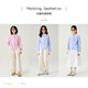 Taoding Girls Original Classic Striped Shirt Spring and Autumn 2026 New Big Children's College Style Designer Embroidered Top Blue and White Stripes Contrast Color Striped Shirt 120 45-50Jin Jin is equal to 0.5 kg