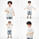 Royal Tong Yuan Boys Cartoon Print Short Sleeve T-Shirt 26 Summer Children's Clothing Casual Loose Tops for Middle and Large Children Beige 130