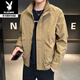 Playboy (PLAYBOY) men's jacket new style 2026 trendy brand handsome workwear stand collar jacket men's spring and autumn casual short top red 1961 M recommended 90-110Jin Jin equals 0.5 kg