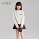 Ueki miu college style girls' shirt pure cotton children's long-sleeved shirt bow spring and autumn white 120