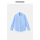 MANGO Women's Shirt 2026 Spring New Classic Casual Striped Print Commuting Shirt Blue S