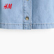 H&M Women's Shirt 2026 Spring New Collared Denim Fashion Trend Short Denim Jacket 1316675 Light Denim Blue/Flower XS 155/80