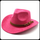 Cowboy Hat New European and American Style Woolen Hat Suede Men and Women Couple Hat Woolen Western Cowboy Hat Customized Rose Red Suede M (56-59cm)