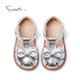 Snuffy Girls Sandals Girls Summer New Silver Princess Bow Breathable Anti-Slip Baby Toe Sandals Dolphin Silver 28
