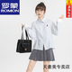 ROMON pure cotton blue striped long-sleeved shirt for women 2026 spring and autumn new design bottoming shirt casual top Bamboo Rabbit S 80-105Jin Jin is equal to 0.5 kg