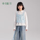Ueki miu college style girls' shirt pure cotton children's long-sleeved shirt bow spring and autumn white 120