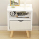 PULATA bedside table Nordic simple solid wood legs multi-functional bedroom cupboard fabric single drawer storage side table cabinet bedside table white 568101