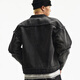 MEDM structured raw edge denim suit--jacket washed and distressed structural line design casual zipper jacket spring black gray S