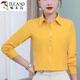 Woodpecker's new autumn office wear white shirt long-sleeved feminine slim fit solid color OL office top women's navy blue shirt black 5XL