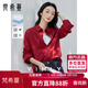 Vimly cotton and linen blended long-sleeved shirt jacket for women spring new design top jacket Reson red XL