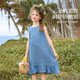 ASK JUNIOR children's skirt summer vacation Tencel denim skirt medium and large children's suspender skirt dress girl princess skirt