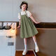 Girls summer dresses 2026 new style children's suspender skirt two-piece set fashionable girl princess dress Korean version green suit 170 cm