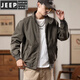 JEEP SPIRIT American retro work jacket men's spring and autumn new handsome stand-up collar casual top men's pilot jacket military green M suitable for 90Jin Jin equals 0.5kg -115Jin Jin equals 0.5kg