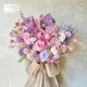 Glycine rose bouquet éternel fleur empereur Austin rose éternelle vraie fleur séchée haut de gamme maison arrangement floral cadeau grand bouquet en forme d'éventail simple côté 40 cm de large toutes les fleurs immortelles