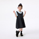Xiaoyinman girls fake two-piece dress college style cartoon embroidery 26 summer dress fashionable and sweet doll collar suspender skirt navy 105