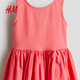 H&M2026 Spring New Children's Clothing Children's Girls Hollow Embroidered Cotton Dress 1339465 Raspberry Red 110 110/56 (2-4Y)