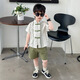 Ultraman boys new Chinese short-sleeved shirt suit summer 2025 new children's baby summer suit two-piece Chinese style Tang suit green 100 cm