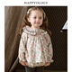 Happyology British autumn tops children's suit handmade smock embroidered shirt printed long sleeves
