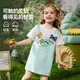 ASK JUNIOR children's skirt 26 summer thin breathable T-shirt skirt girls fake two-piece children's dress blue 100