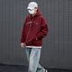JEEP SPIRIT American retro couple sweatshirt 2026 spring new loose trendy brand versatile hooded top jacket burgundy S recommended 95-120 Jin Jin equals 0.5 kg
