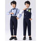 WVD children's piano performance suit boy dress flower girl dress birthday suit British style small host suit suspender style four-piece set - suspender + blue long sleeve + hidden e 130 CM