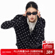 ICH MODE American retro slim polka-dot knitted cardigan for women 2026 new spring and autumn lazy sweater jacket black M