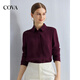 COVA international first-line brand 2026 new 30mm 00 mulberry silk top 6 heavyweight silk shirt women's light dark red S