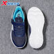 Xtep children's 2026 spring new boys' soft-soled Velcro non-slip sports running shoes for middle-aged and older children, deep blue/classic white, dense mesh and breathable 38