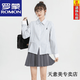 ROMON pure cotton blue striped long-sleeved shirt for women 2026 spring and autumn new design bottoming shirt casual top Bamboo Rabbit S 80-105Jin Jin is equal to 0.5 kg