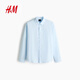 H&M 2026 new spring men's casual fit linen blend shirt 1307417 light blue S 170/92
