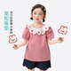 Xiaoyinman children's clothing girls cartoon wave collar shirt breathable 26 years old children's loose casual short-sleeved top red plaid 140