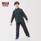 MUJI big children's flannel long-sleeved shirt children's shirt boys and girls children's clothing 25 years winter pure cotton CB1PFA5A dark blue plaid 130/64A