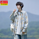 Woodpecker (TUCANO) American plaid long-sleeved shirt men's spring and autumn clothing men's large size jacket yellow plaid 5XL recommended weight 220-240Jin Jin equals 0.5 kg
